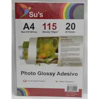 4 pacotes Papel Fotográfico Glossy Adesivo Sus 115gr