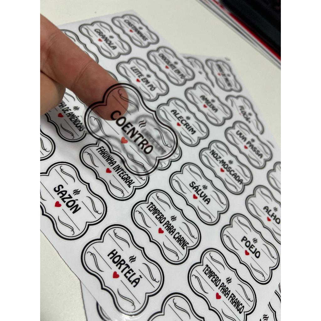 50 Adesivos no Vinil TRANSPARENTE para Potes Organizadores Temperos Mantimentos Organizador 5x3,5cm) em Oferta na Shopee