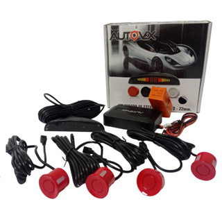 Kit 4 Sensores Ré Estacionamento Vermelho 22mm Universal Display Sonoro