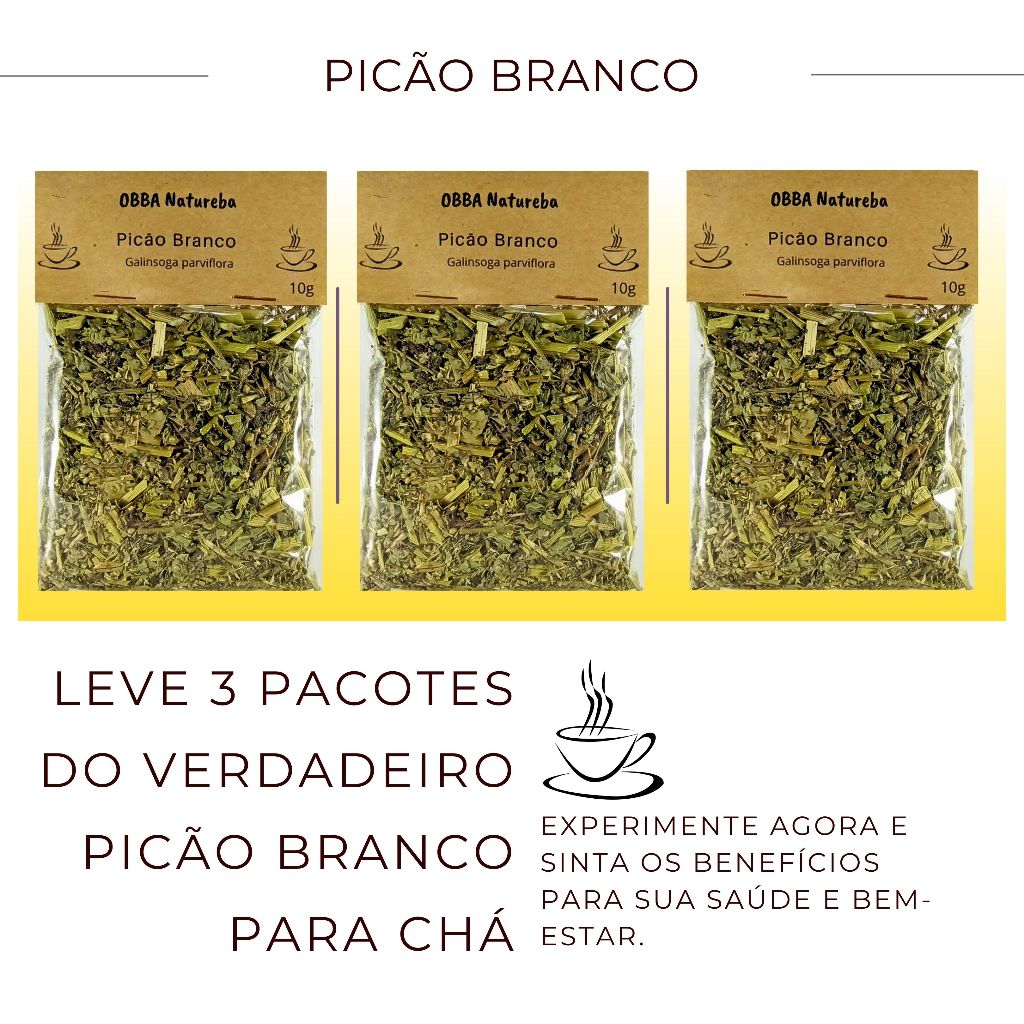 3 Pacotes Chá de Picão Branco | Alta Qualidade | 100% Natural para Cha Envio Imediato