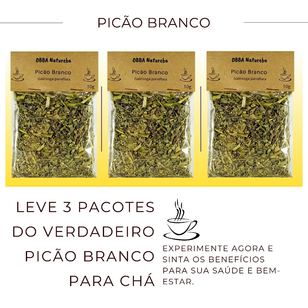 3 Pacotes Chá de Picão Branco | Alta Qualidade | 100% Natural para Cha Envio Imediato