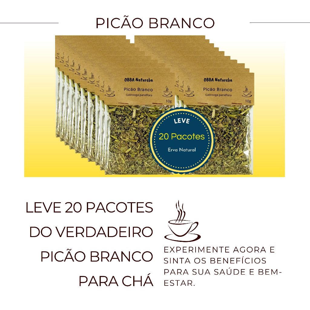 20 Pacotes Chá de Picão Branco | Alta Qualidade | 100% Natural para Cha Envio Imediato