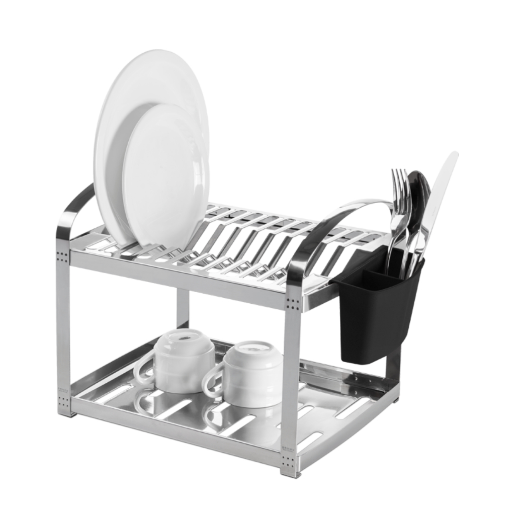 Escorredor De Louças 12 Pratos Brinox - Suprema Com Porta Talheres Coza Preto