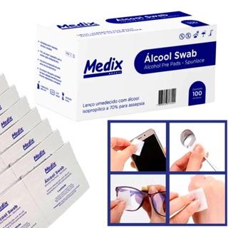 Caixa C/ 100 Lençol Umedecido Swab De Álcool P Higienização em Oferta na Shopee