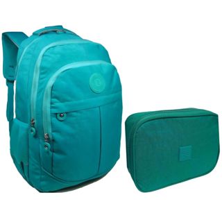 Kit Mochila Escolar Feminina e Estojo Box Bolsa Nylon Volta as Aulas