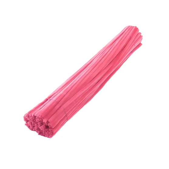 Haste de Chenille Rosa com 30 cm - Arame Flexíveis  - Limpadores de Cachimbo - 100 unidades - Rizzo - Stationery