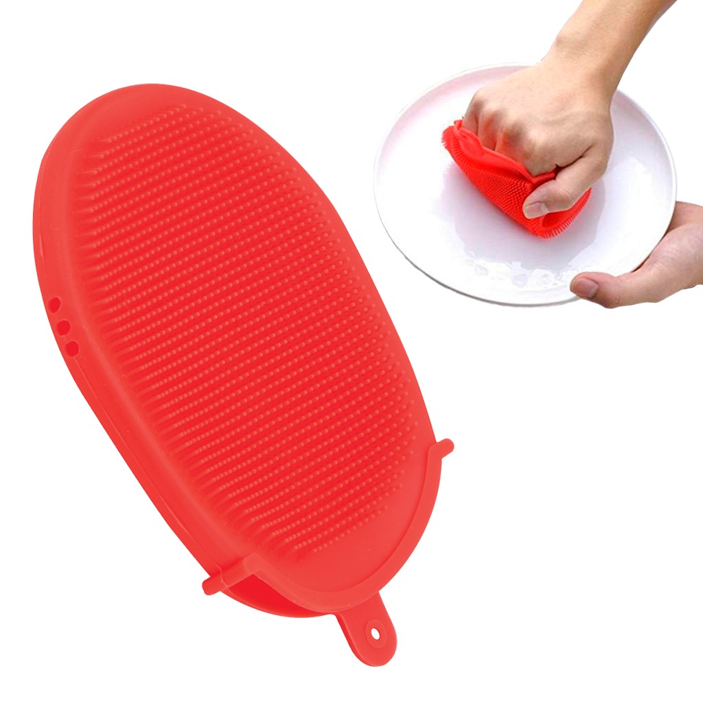 Luva Esponja Escova De Silicone Multiuso Lava Louça Banho Limpeza Corporal