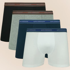 Kit Com 4 Cueca Boxer Box Infantil Lupo Kids Para Menino Modelo Em Algodao