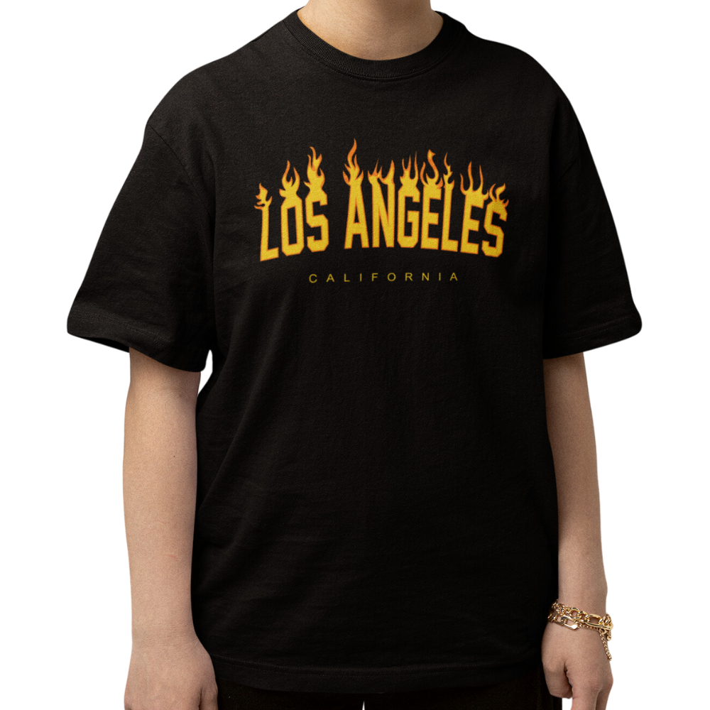 Camiseta Streetwear Los Angeles Estampada Camiseta Oversized Algodão