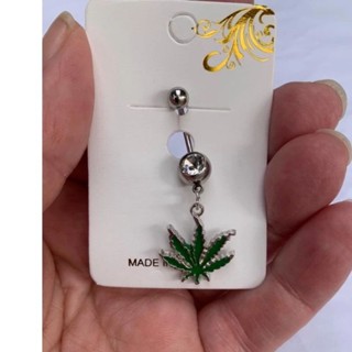 Piercing de Umbigo Folha da Maconha Erva Canabis Maryjuana Feminino Aço Cirúrgico