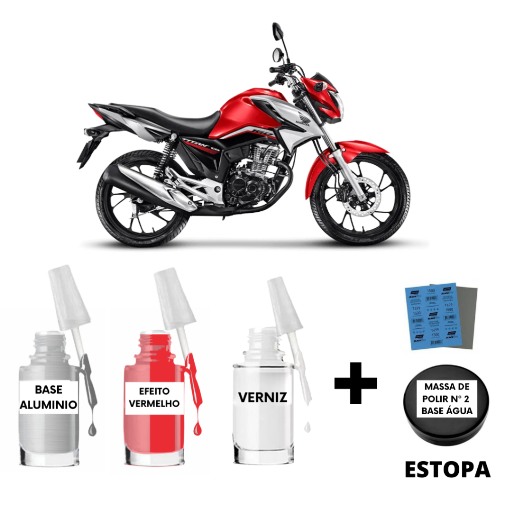 Tinta Tira Risco Moto Honda CG 160 Titan Fan Vermelho Perolizado Cód: R124CA
