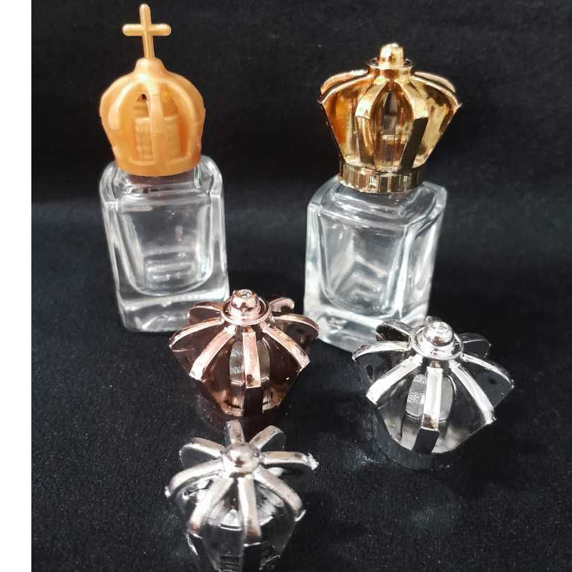 kit24 Frasco Vidro 10ml tampa de coroa Prata, Dourada e Rosé , porta perfume,essência, óleo de unção