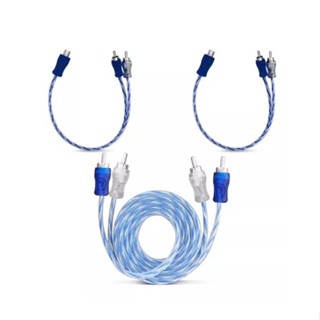 Kit 1 Cabo Rca 5m + 2y Dupla Blindagem Injetado Azul Som