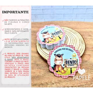 Tag Personalizada para Lembrancinha Fazendinha Vermelho - 5cm