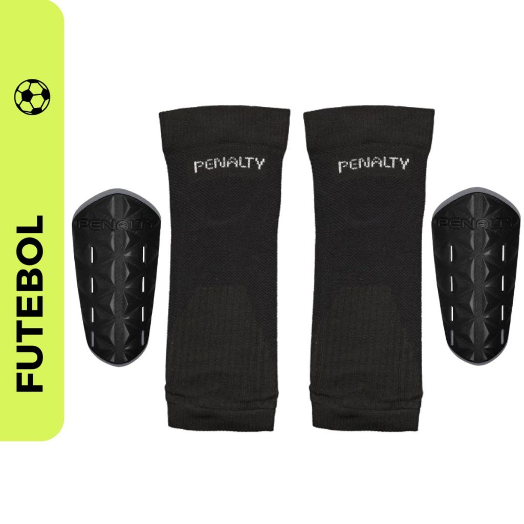 Kit Caneleira Futebol + Porta Caneleira Adulto Penalty Par em Oferta na Shopee