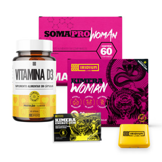Kit Termogênico Kimera Woman + Soma Pro Woman ZMA + Vitamina D + Kimera Gum Unitário + Porta Cápsulas
