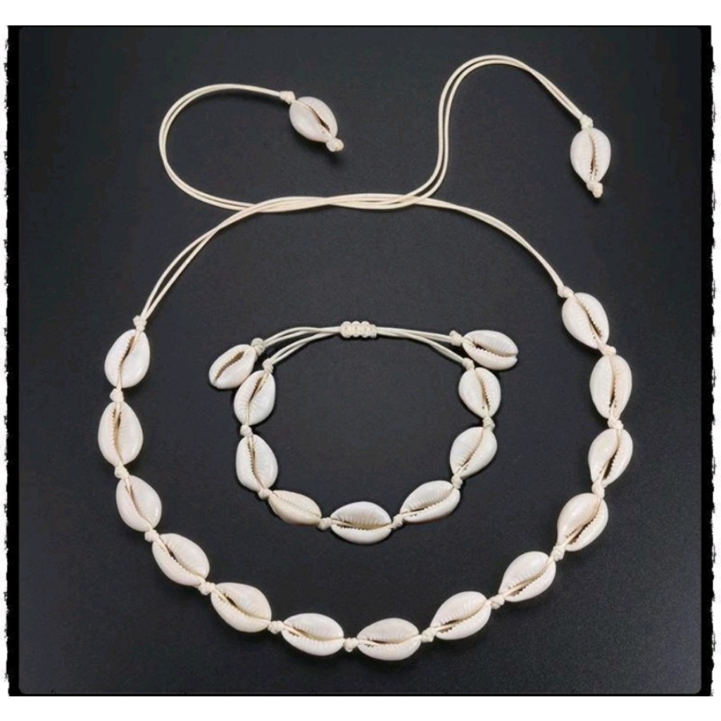 Choker de Buzios Tendencia Verão Kit Colar Pulseira de Conchas Praia Natural choker gargantilha búzios