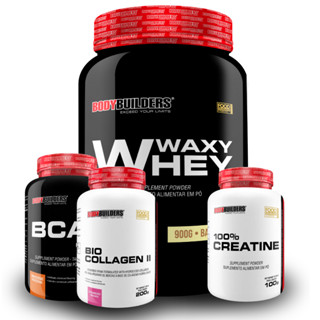 KIT Waxy Whey Protein 900g + BCAA 4.5 100g + Creatina 100% 100g + Bio Collagen 200g - Bodybuilders