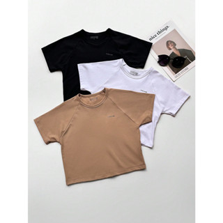 Kit 3pcs Camiseta Basica Feminina Estampado Manga Curto Gola Redondo Cropped algodao