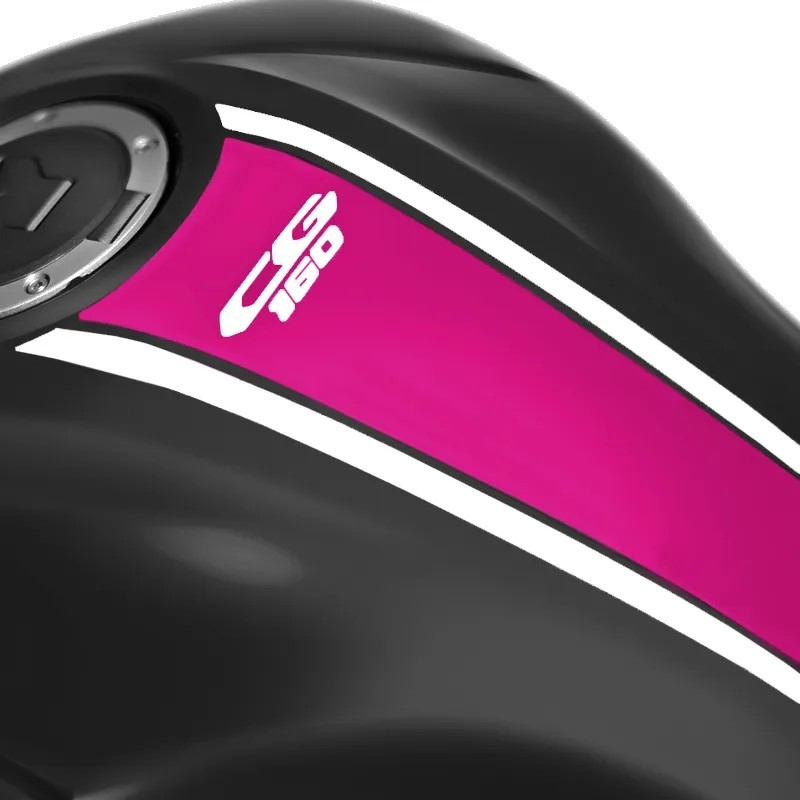 Adesivo Moto Faixa Gravata Tanque CG 125/150/160 Titan Fan Start Pink listra Branca