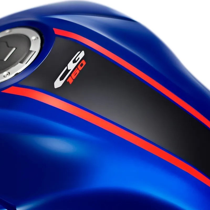 Adesivo Moto Faixa Gravata Tanque CG 125/150/160 Titan Fan Start Preto listra Vermelha
