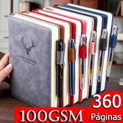 Caderno A5 de couro macio 360 páginas retro notebook para agenda,KBX5354