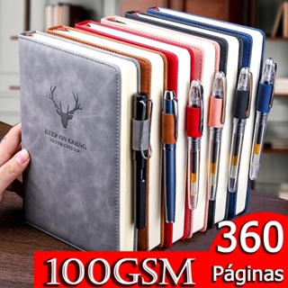 Caderno A5 de couro macio 360 páginas retro notebook para agenda,KBX5354 em Oferta na Shopee