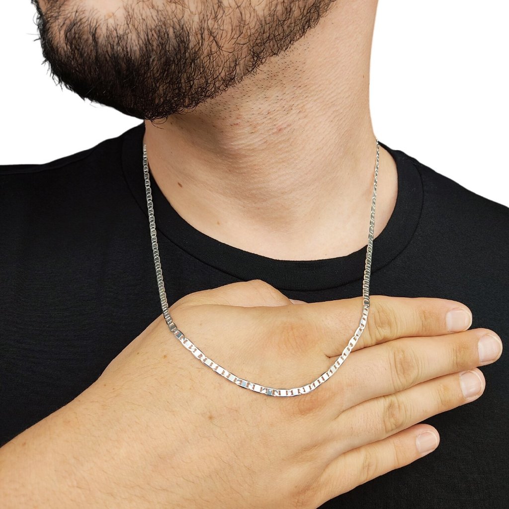 Cordão Corrente Piastrine 2mm Masculino PRATA ITALIANA 925 Legítima