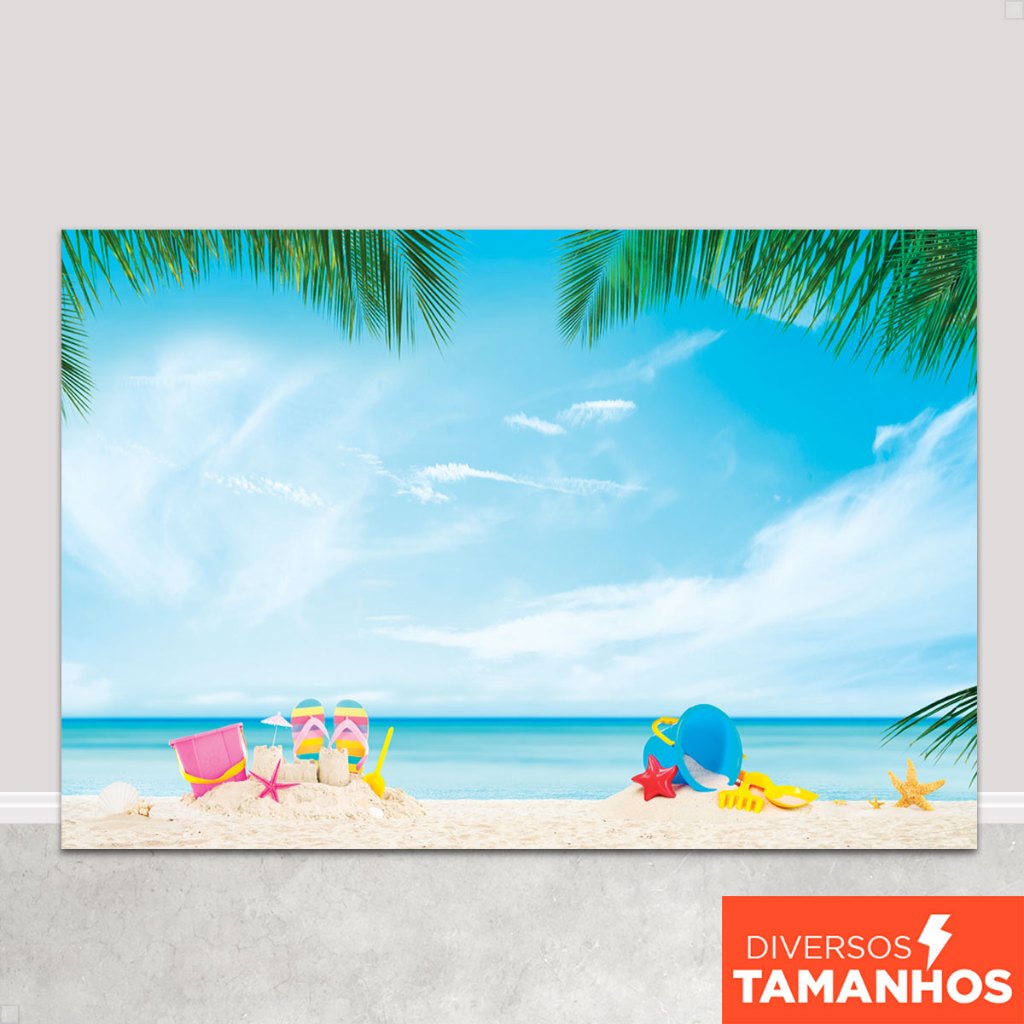 Fundo Fotográfico Verão Cenário Praia Em Tecido FFP-71 em Oferta na Shopee