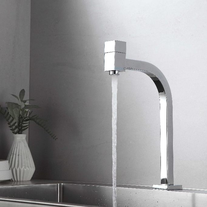 Torneira Link 90º Quadrada Banheiro Bancada Bica Alta Cromada Preta Fosco Luxo 1/4 volta Aço inox