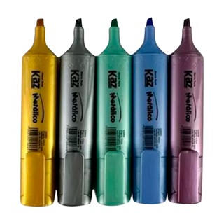 Caneta Marca Texto Kaz Com Cores Metálicas 5 Unidades