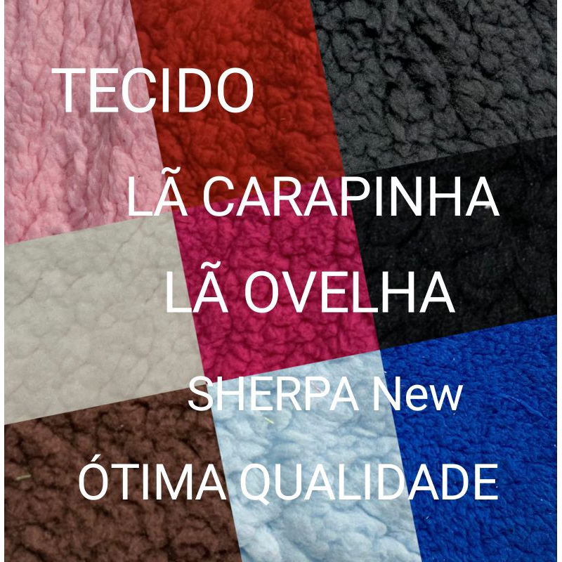 TECIDO SHERPA ,LÃ CARAPINHA - LÃ OVELHA - PELE CARNEIRINHO - 100% POLIÉSTER - 1m x 1,60m