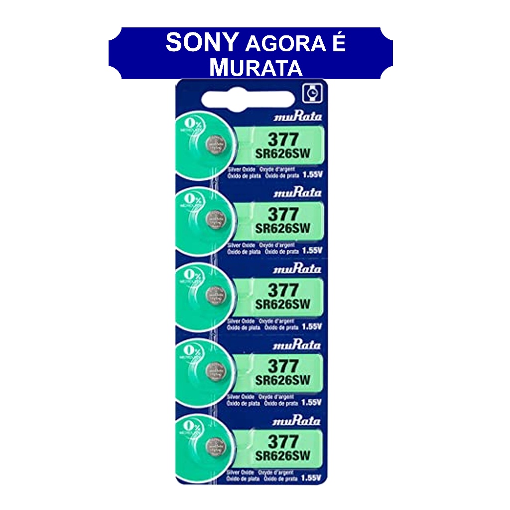 Baterias Pilha Sony 377 Sr626sw Murata Original Lr626 177 Ag4 Lithium para relógios pc camera em Oferta na Shopee