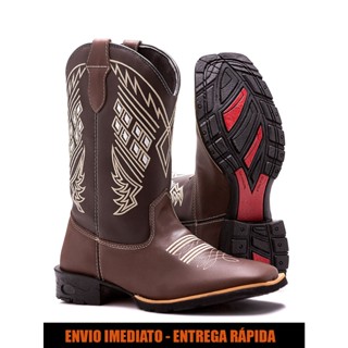 Bota texana masculina em couro legítimo, estilo country. Conforto, autenticidade e detalhes artesanais para um toque genuíno. Bordados, durabilidade e versatilidade em cada passo no melhor estilo country.