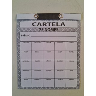 20 CARTELAS DE RIFA 25 NOMES