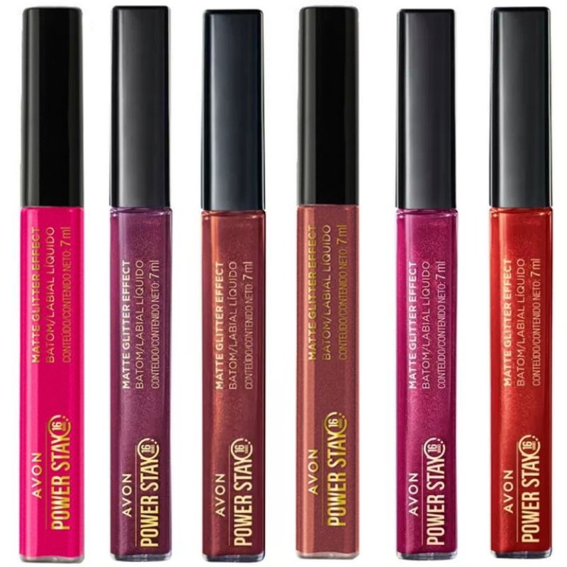 Batom Liquido Matte Glitter Effect Avon Power Stay 7ml