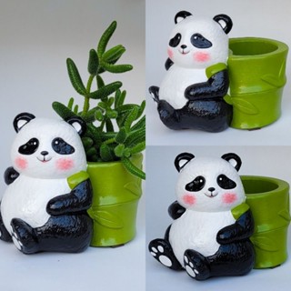 Vaso Decorativo Urso Panda Bambu Plantador
