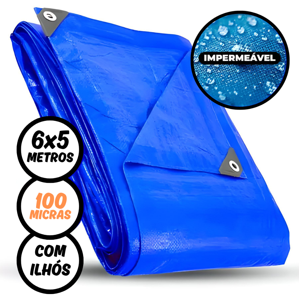 Lona Plástica Encerado Impermeável Importway 6 Metros x 5 Metros Multiuso
