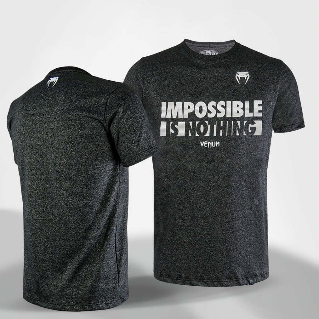 Camiseta Masculina Venum Impossible Is Nothing Cinza Escuro em Oferta na Shopee