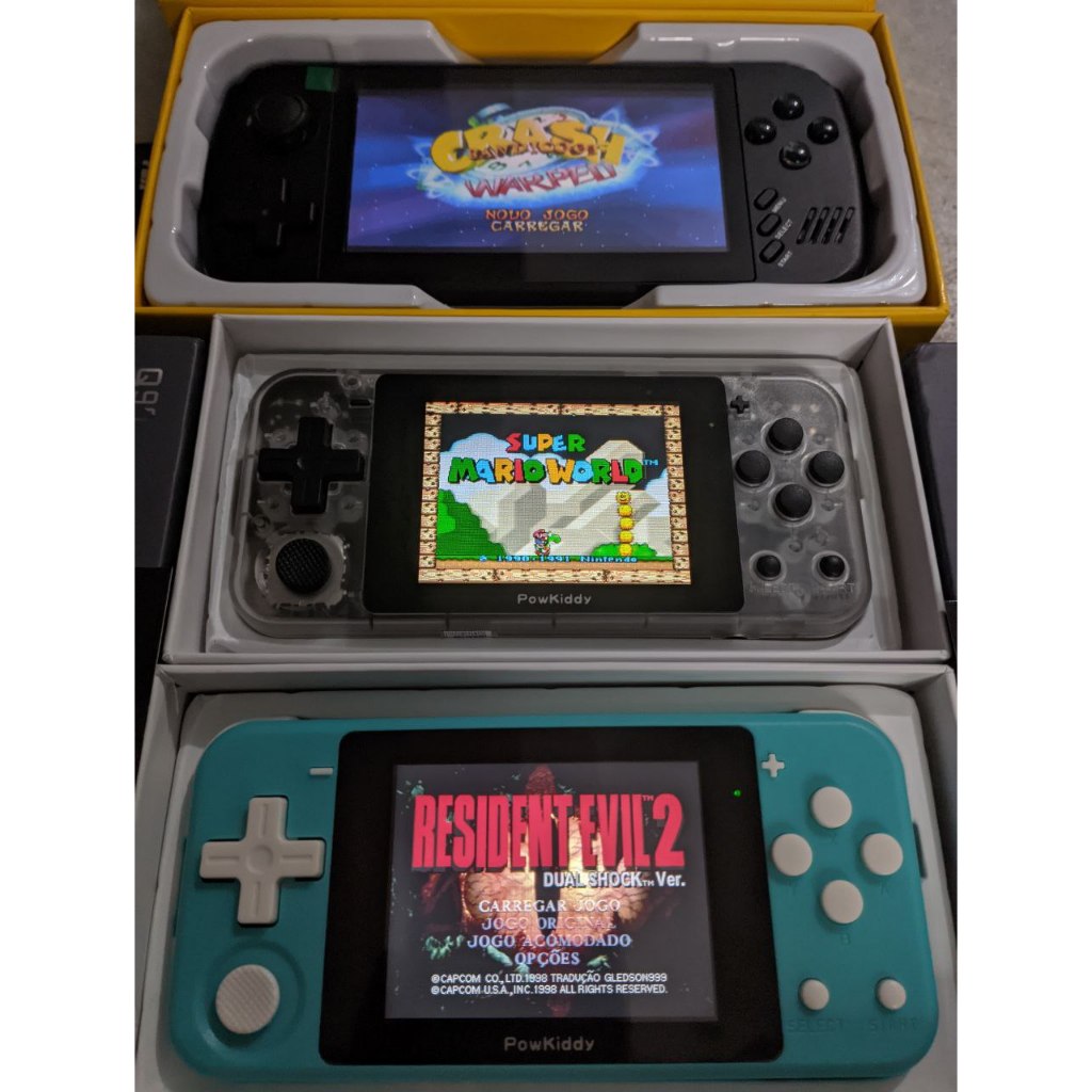 Video Games Portateis Powkiddy Anbernic Datafrog Game Console Emuladores de PS2 Switch PS1 Gamecube Gameboy Super Nintendo Mega Driver NeoGeo e Muito Mais