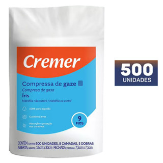 Compressa de Gaze Cremer pacote com 500 unidades.
