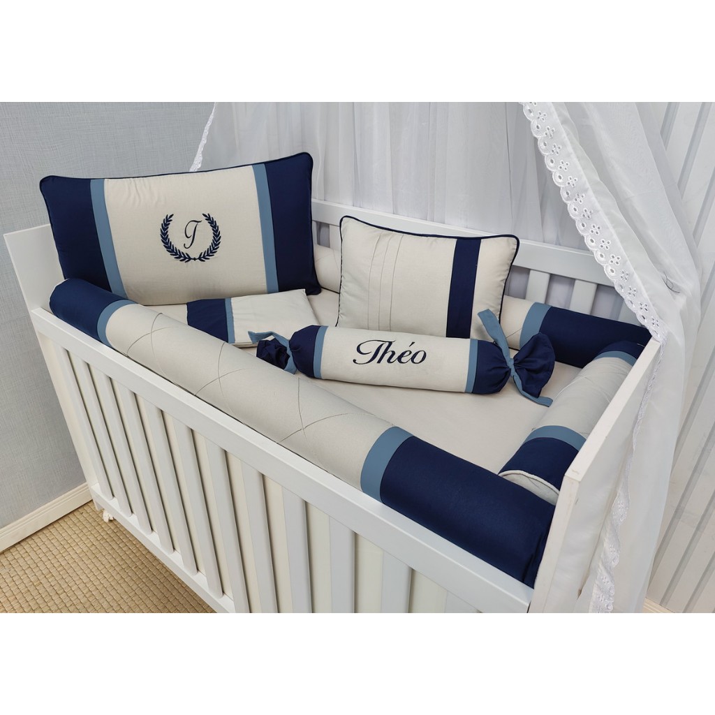 Kit Para Berço Rolinho Menino Personalizado 100% Algodão em Oferta na Shopee