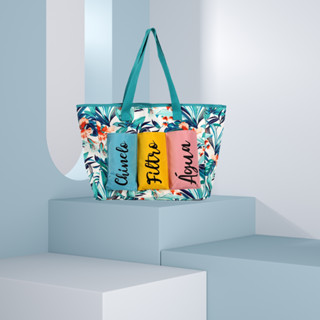 Bolsa De Praia Estilo Floresta Modelo Tote Tecido Multiuso Para Praia Lazer Com Grande Capacidade