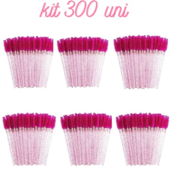 Kit 300 Escovinhas De Cílios Sobrancelha Glitter Extensão e Alongamento Descartável