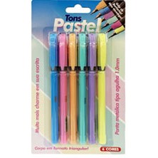 Caneta Esferográfica Tons Pastel 06 Cores Ponta Agulha 1.0mm