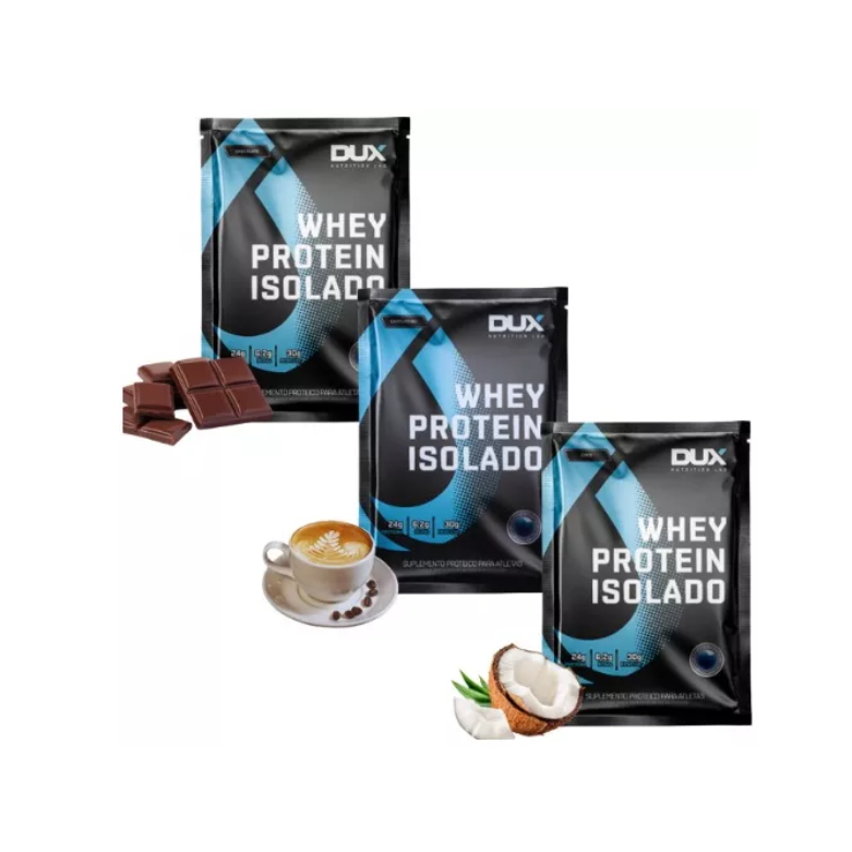 KIT 3 X WHEY PROTEIN ISOLADO - SACHÊ 27G Sachê Cookies - Dux Nutrition