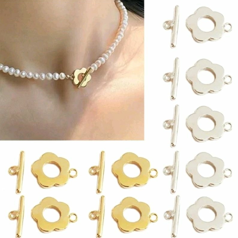 FECHO T FLOR EM METAL C/ 10 PARES em Oferta na Shopee