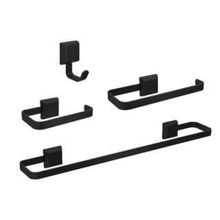 Kit Acessórios Para Banheiros 4 Peças Preto Fosco Lavabo Luxo em Oferta na Shopee