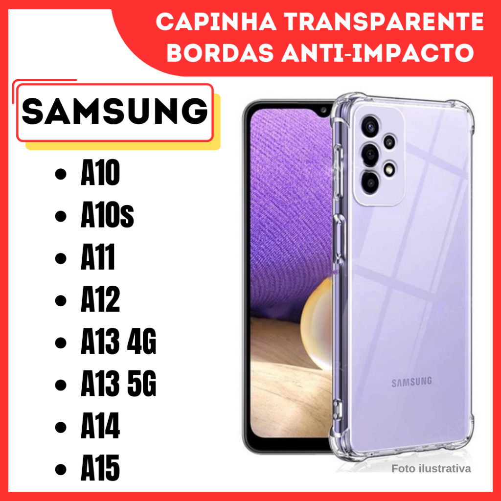 Capa Transparente Anti Impacto Para Samsung A10 / A10s / A11 / A12 / A13 4G / A13 5G / A14 / A15 (CF09)