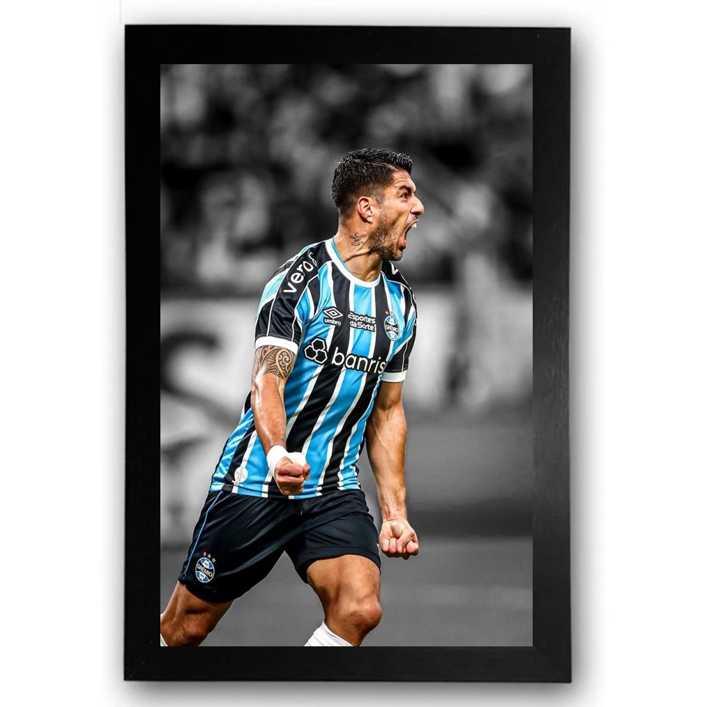 Quadro Luis Suárez Grêmio Moldurado 25x34 cm cod.4